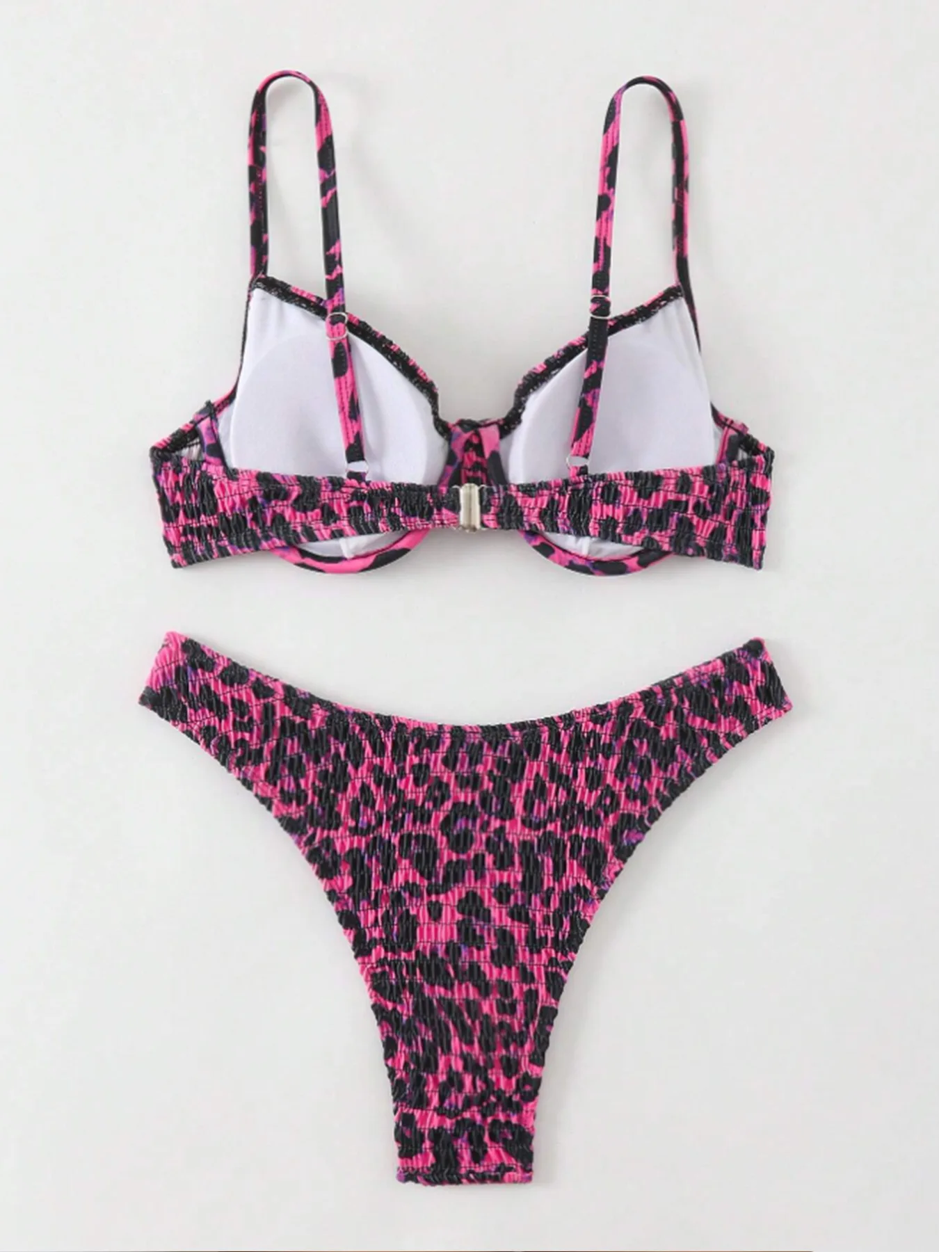 Sexy enrugado leopardo impressão push up bikinis define duas peças maiôs beachwear maiô biquini tankini trikini