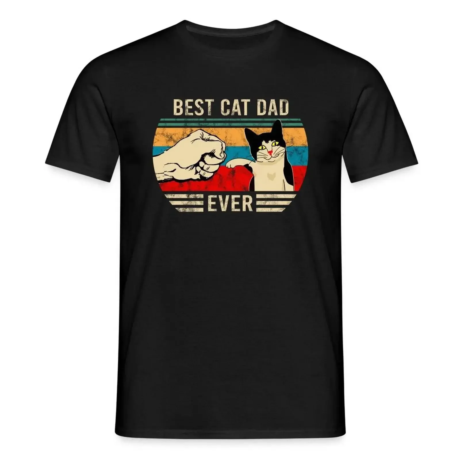 Bester Katzenpapa Best Cat Dad Ever Vintage Männer T Shirt vintage Washed Casual Versatile Unisex Breathable Soft