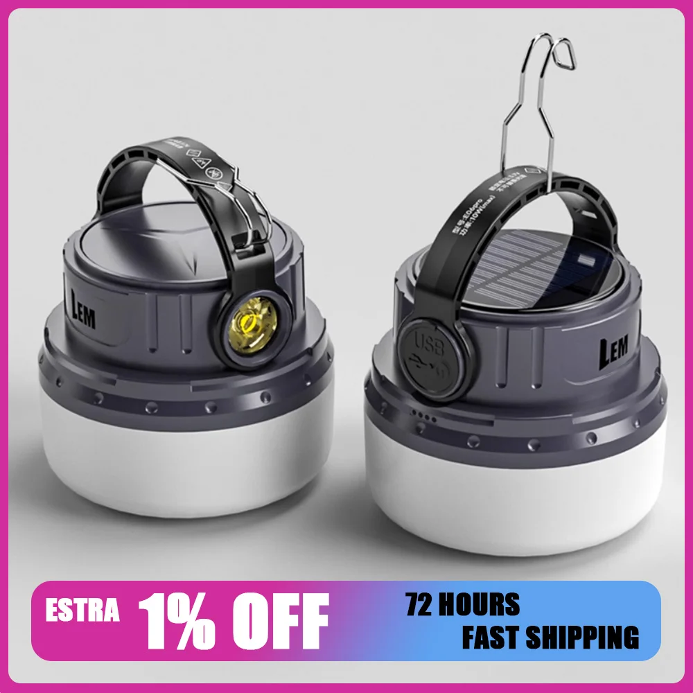 

LEM E06/E06S/E06Pro Лампа для кемпинга USB Солнечная энергия Перезаряжаемая лампа для кемпинга Портативная уличная лампа 800LM 6000 мАч Фонарь