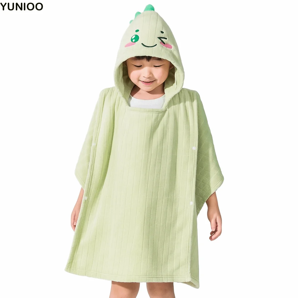 

Cartoon Dinosaur Baby Bath Towel Quick-Drying Soft Hooded Bathrobe Breathable with Hat Cartoon Cloak Towel Boys Girls
