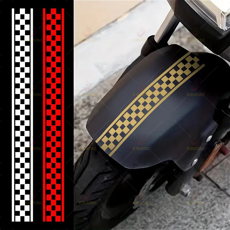 Checkered Stripe Sticker Waterproof Vinyl Decal Motorcycle Helmet Fairing Fuel Tank Car Door Trunk Decor