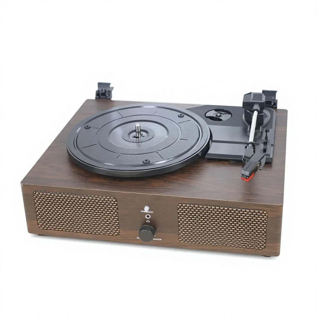 Elegant Brown Home Decor 3-Speed for 7/10/12 Inch Records with Built-in Speakers Wireless **Vinyl Record Player**