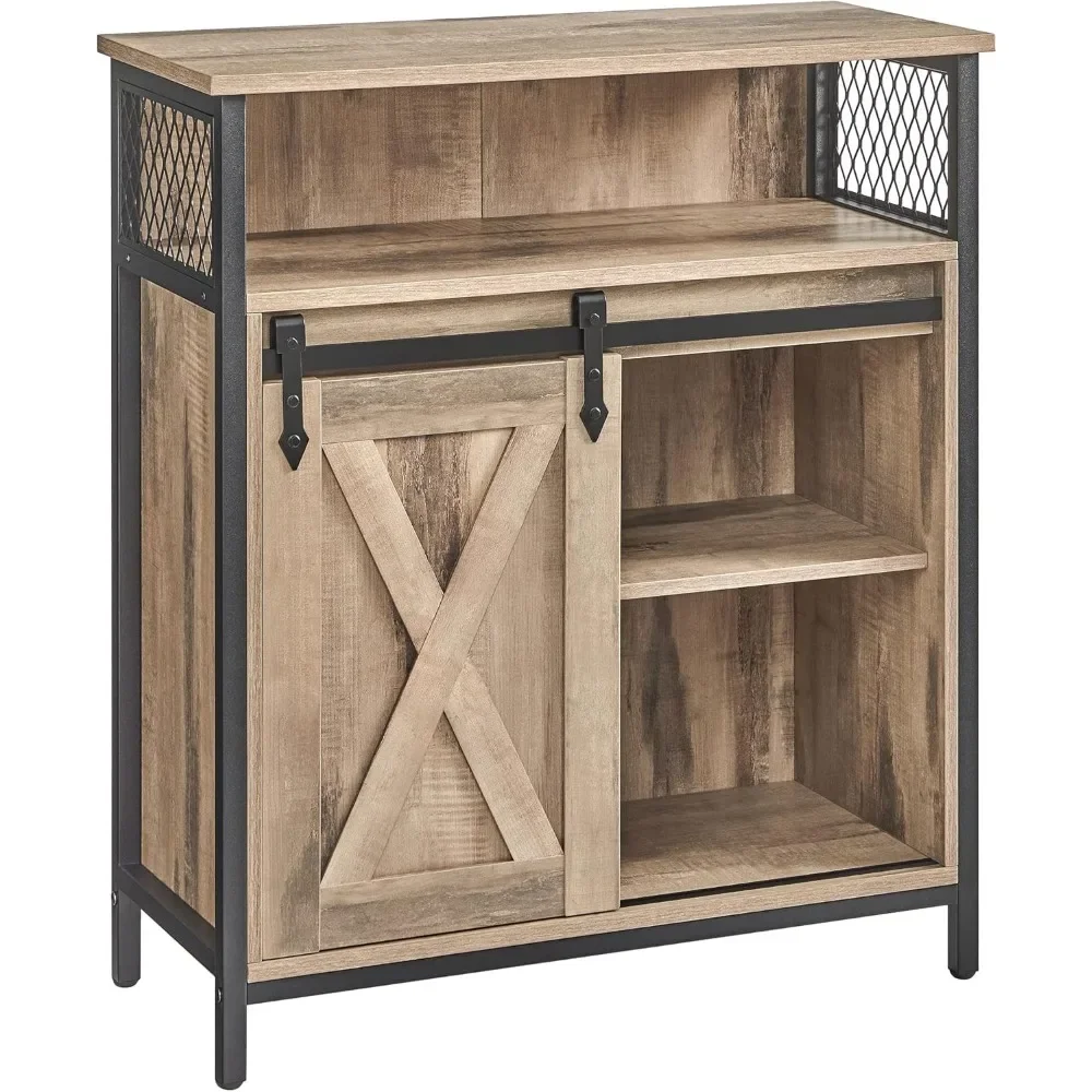 

Buffet Cabinet, Sideboard with Open Compartment, Sliding Barn Door