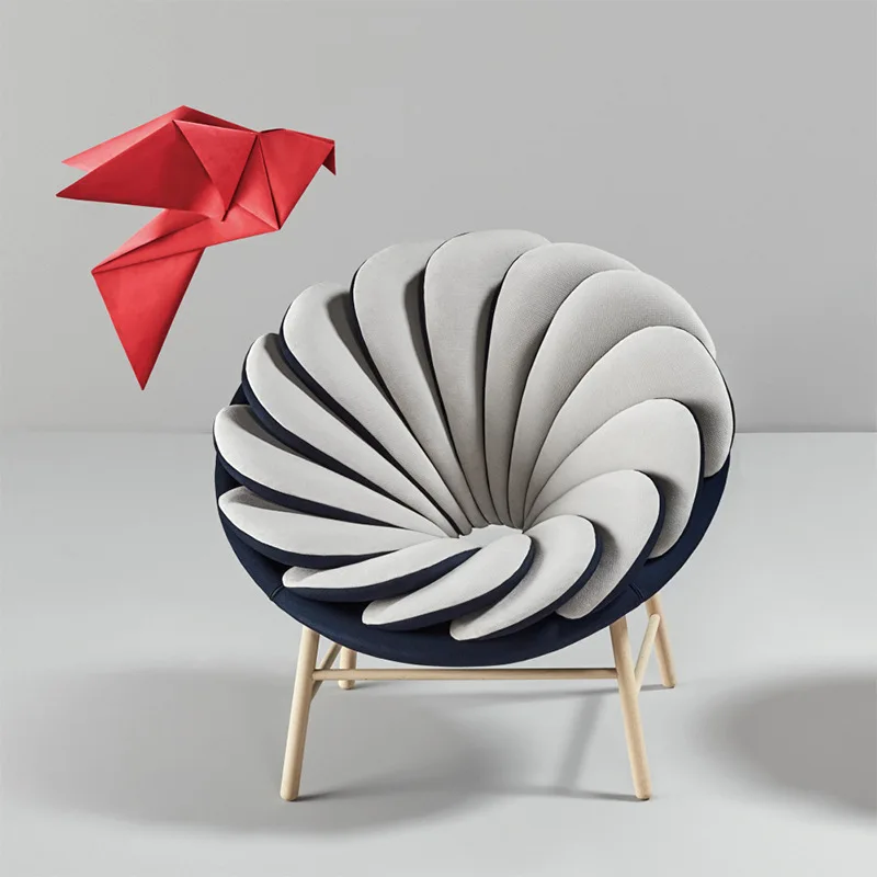 Designer creative sunflower petal lazy sofa chair hotel living room study balcony homestay fan-shaped leisure chair