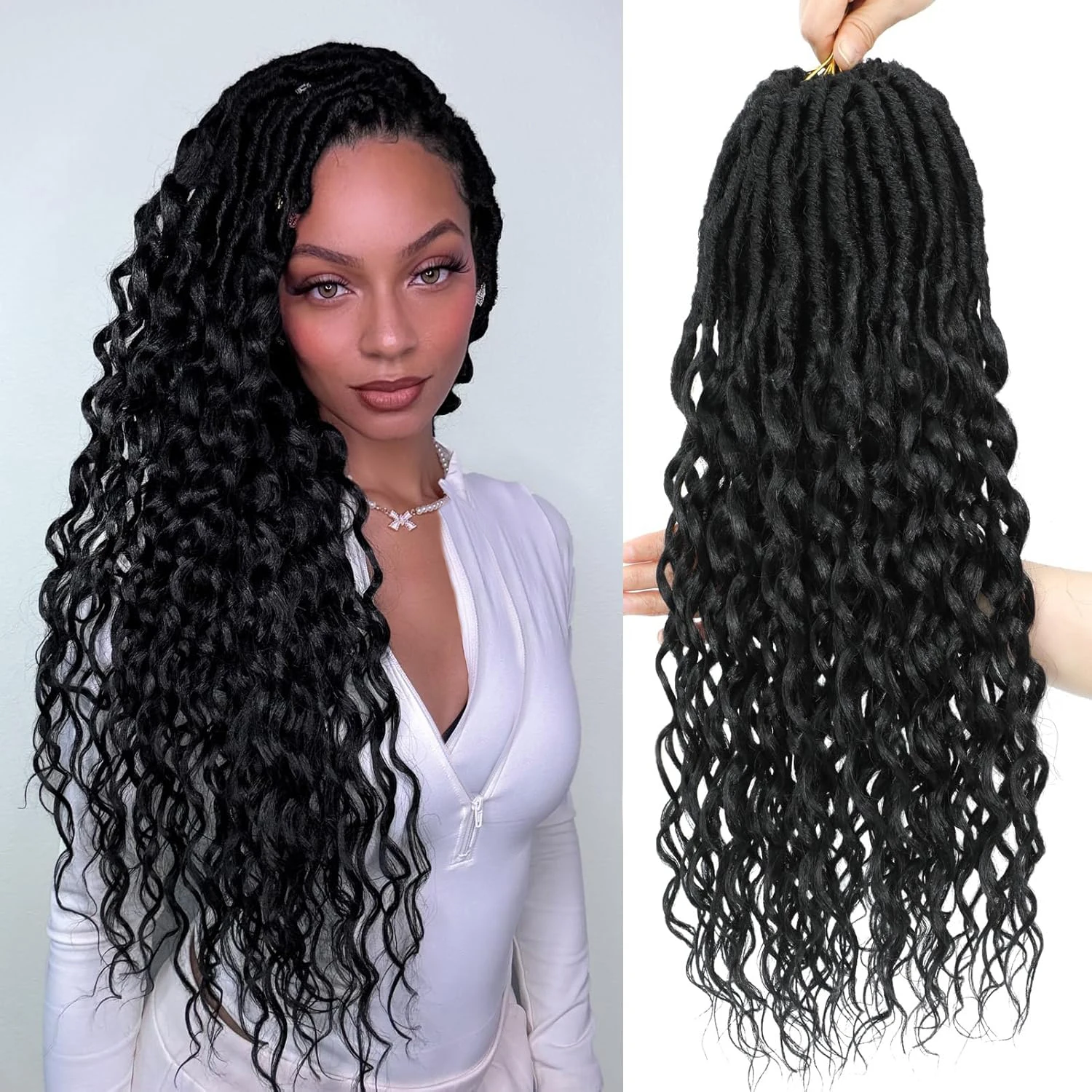 1/8 แพ็คลึก Faux Locs ผมโครเชต์นุ่ม Locs ผมโครเชต์ Pre Looped สังเคราะห์ Deep wave ผมโครเชต์สําหรับผู้หญิงสีดํา