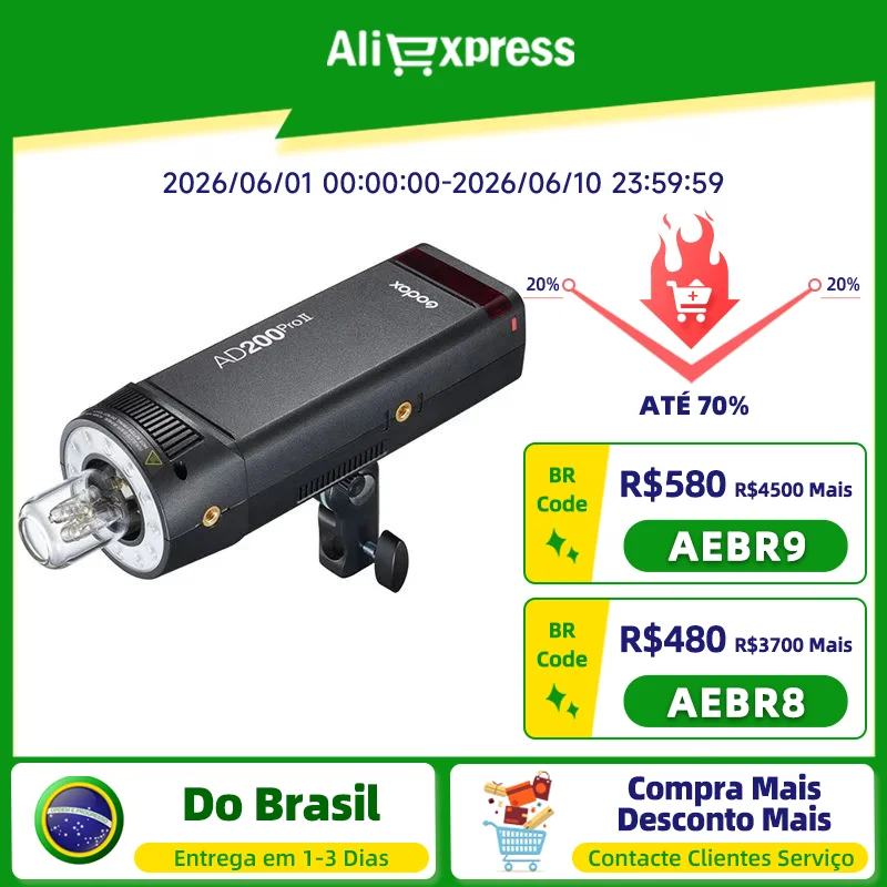 Godox AD200ProII AD200 Pro II TTL 2.4G Flash de bolso para câmera sem fio compatível com X1T para Nikon Canon Sony Fuji