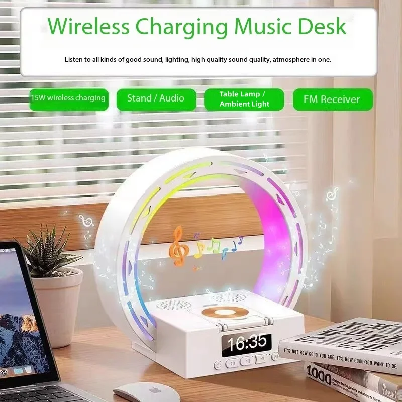 Multifunction 3 In 1 Wireless Charger Pad Stand RGB Night Light Fast Charging Station For iPhone caixa de som bluetooth Speaker