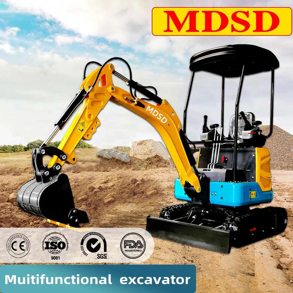 Mini escavatore cingolato idraulico diesel con accessori 1.2Ton Frutteto agricolo Uso Bagger Mini escavatore domestico da 1,5 tonnellate EPA Euro5