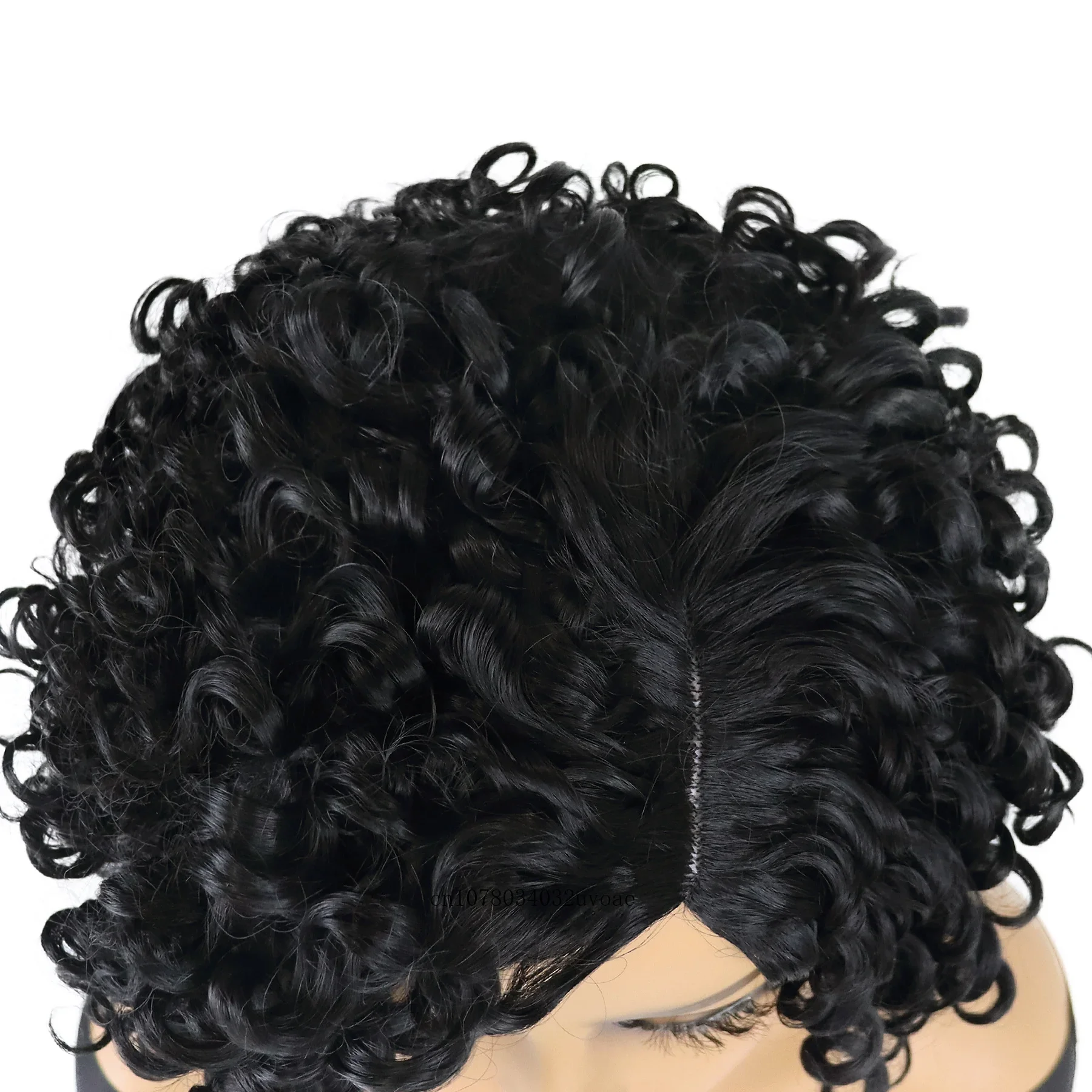 Synthetic Afro Curly Wigs for Black Women Natural African American Wig with Side Bangs Hairstyles Curls Hair Replacement Wigs