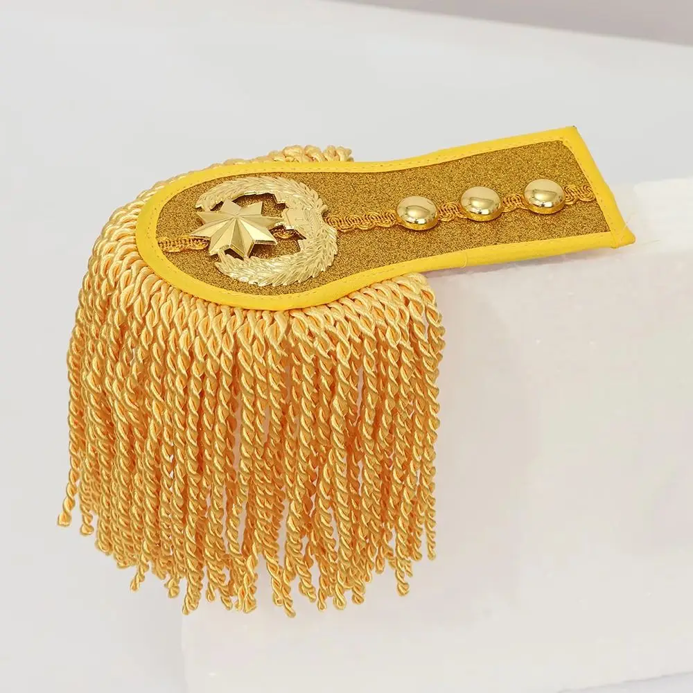 1Pair Multipurpose Shoulder Pad Epaulettes Colorful Brooch Board Tassel Fringe Epaulets With Buckle Jackets Overcoats Epaulett