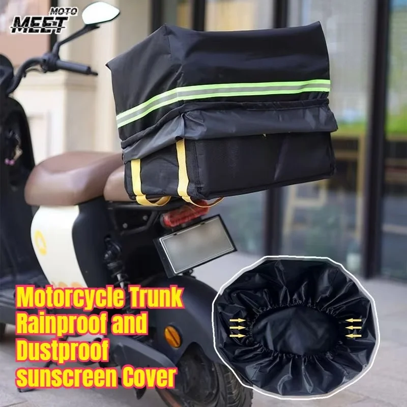 Motorcycle Trunk Rainproof and Dustproof Cover,bicycle Basket Cover,takeaway Box Waterproof Cover with Reflective Strips