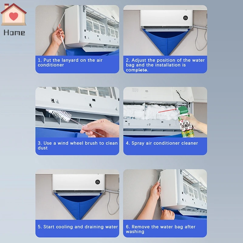 Air Conditioner Cleaning Cover Kit Large Universal Waterproof Cover Wall-mounted Internal External Air Conditioner Cleaner Tool