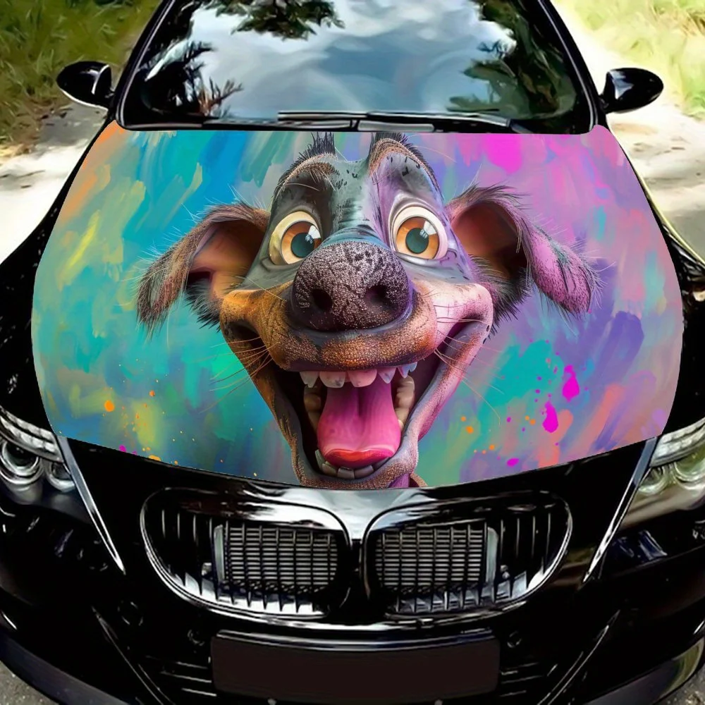 

Виниловая наклейка на капот двигателя автомобиля с изображением собаки, внешнее устройство автомобиля, водонепроницаемая самоклеящаяся автомобильная наклейка, Personali