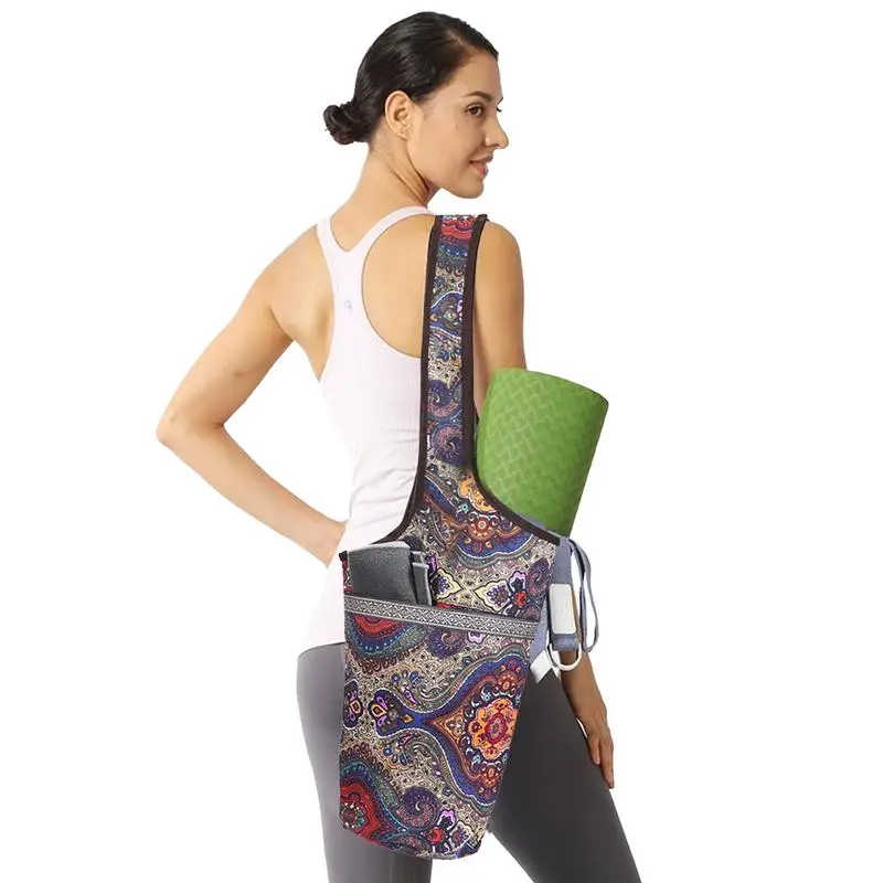 

Yoga Mat Tote Bag Yoga Fitness Mat Storage Bag With Pocket Bohemian Fashion Sport Accessories Organizer Fit Most Size Pads Multi