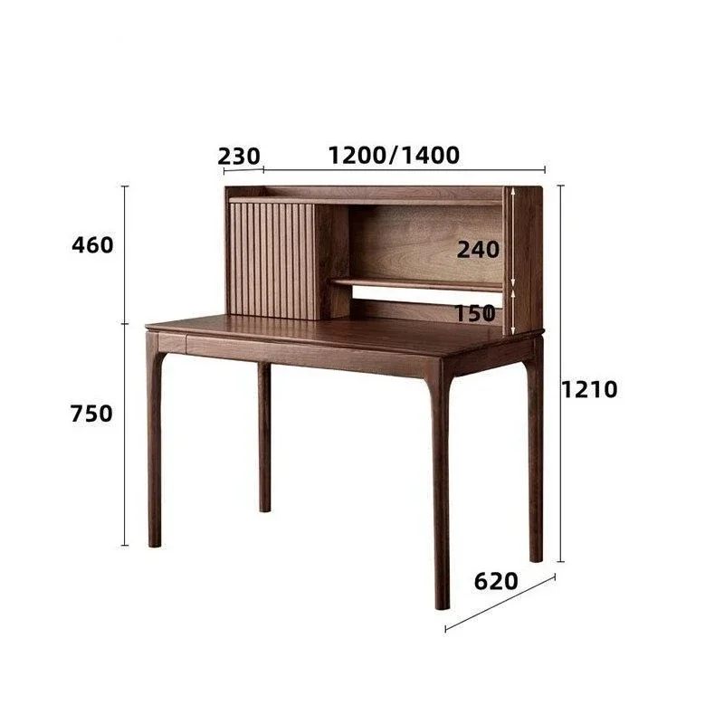 

Nordic black walnut solid wood, desk bookshelf simple solid wood desk bedroom, dresser multi-function