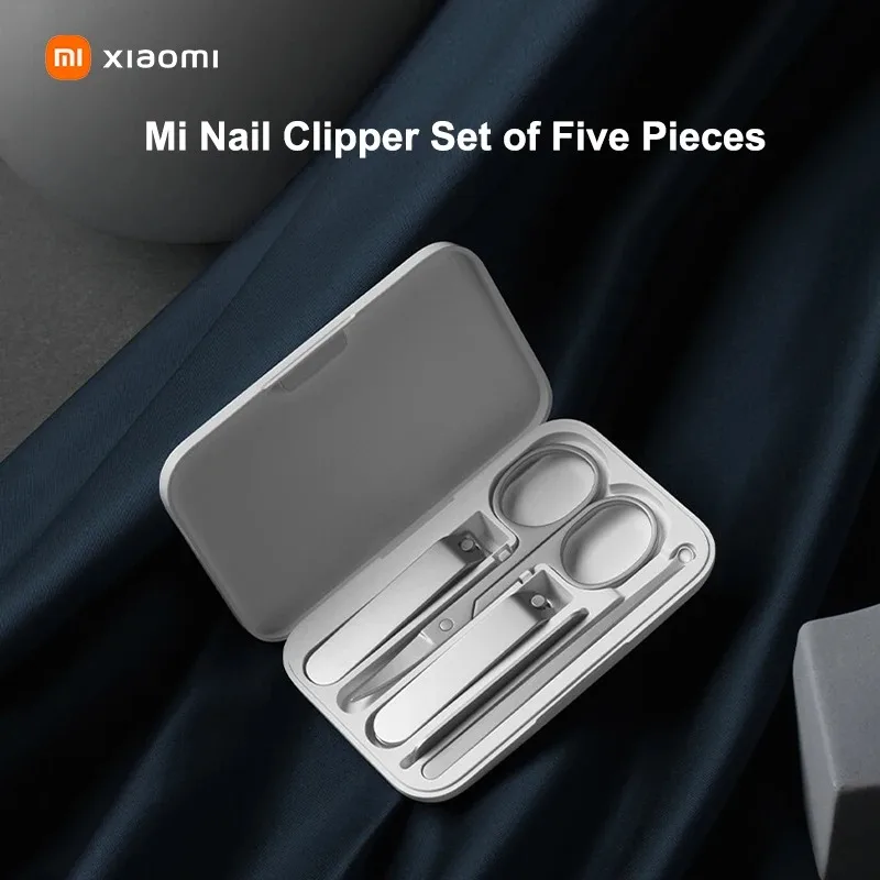 NEW MIJIA Nail Clipper Five-Piece Set White High-Quality Stainless Steel Magnetic Absorption Simple Five-Piece Set Portable
