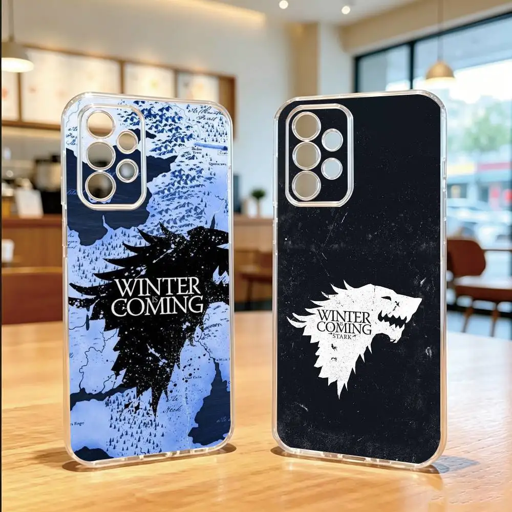 W-Winter Coming S-Stark-es  Phone Case Transparent Silicone Soft For Samsung S25,S24,S21,S22,S23,S30,Ultra,S20,Plus,Fe