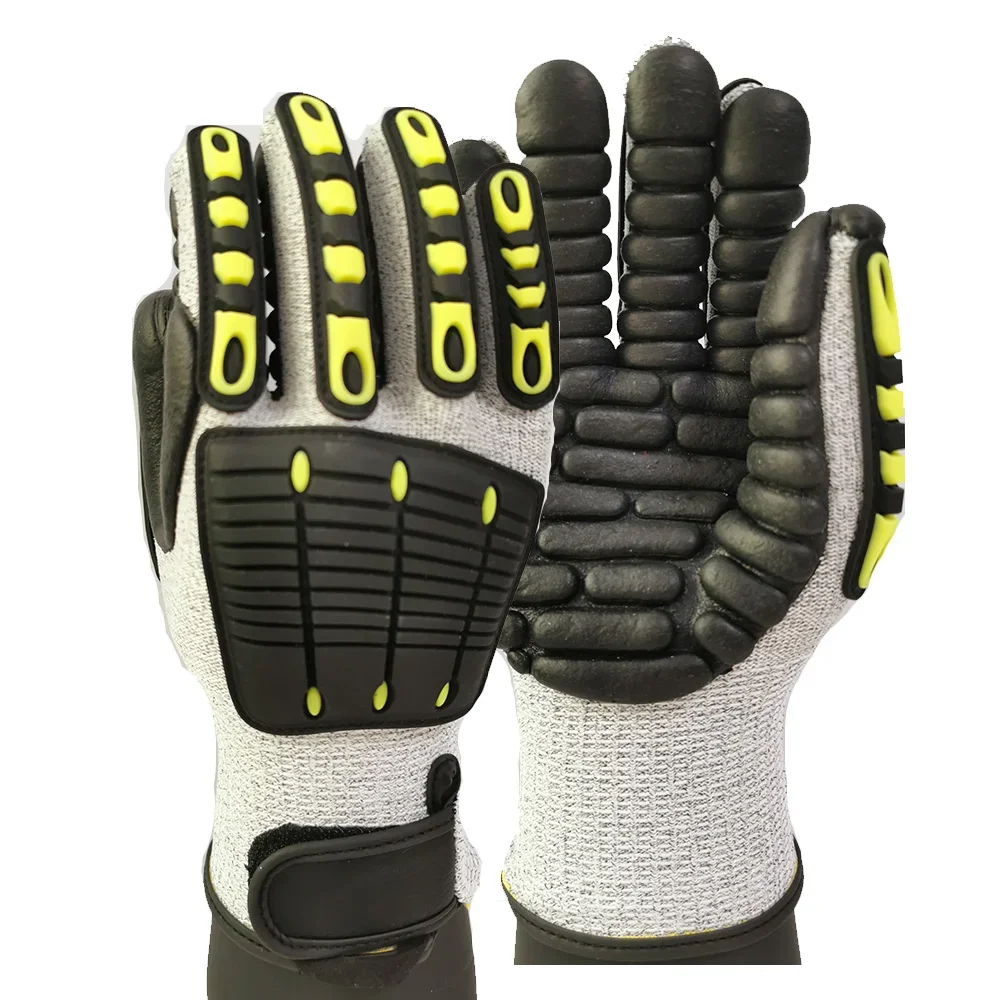 Gants de travail avec l\'hypothèse rembourrée en mousse, patchs TPR, protection, degré de coupe, anti-vibration, anti-impact, mécanique, isotos