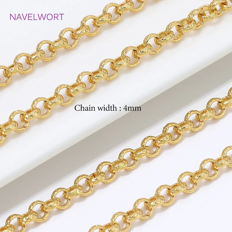 18K vergoldete Messing-O-Gliederkette für die Schmuckherstellung, Kabelkette als Meterware, Kettenzubehör, DIY-Halsketten- und Armbandzubehör – Detail 34