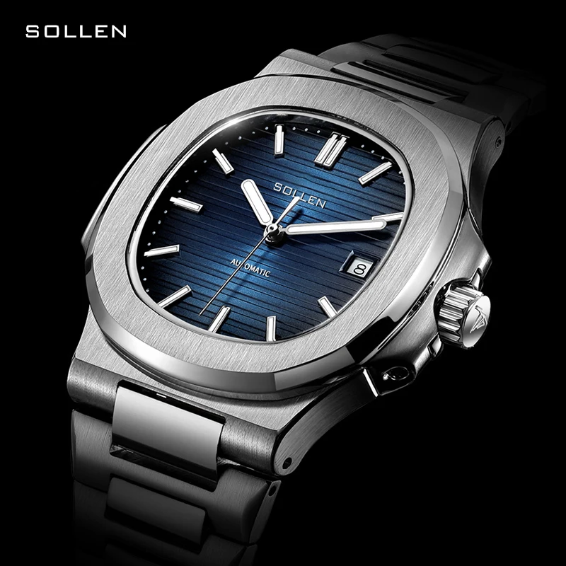 

SOLLEN Men's Fully Automatic Mechanical Watch Business Gentlemen's Square Mechanical Watch Men's Watch Stainless Steel Strip