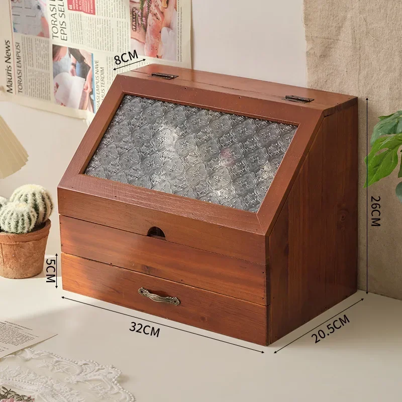 Log Retro Ledger for Storing Wooden Tabletop Debris Cosmetics Water Emulsion Sorting Box