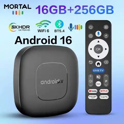 TV Box Android 16 Google Assistant Voice Control 8GB 128GB 256G 4K Wifi6 BT5.0 T1 RK3518 4K Video Media Player TV Set Top Box