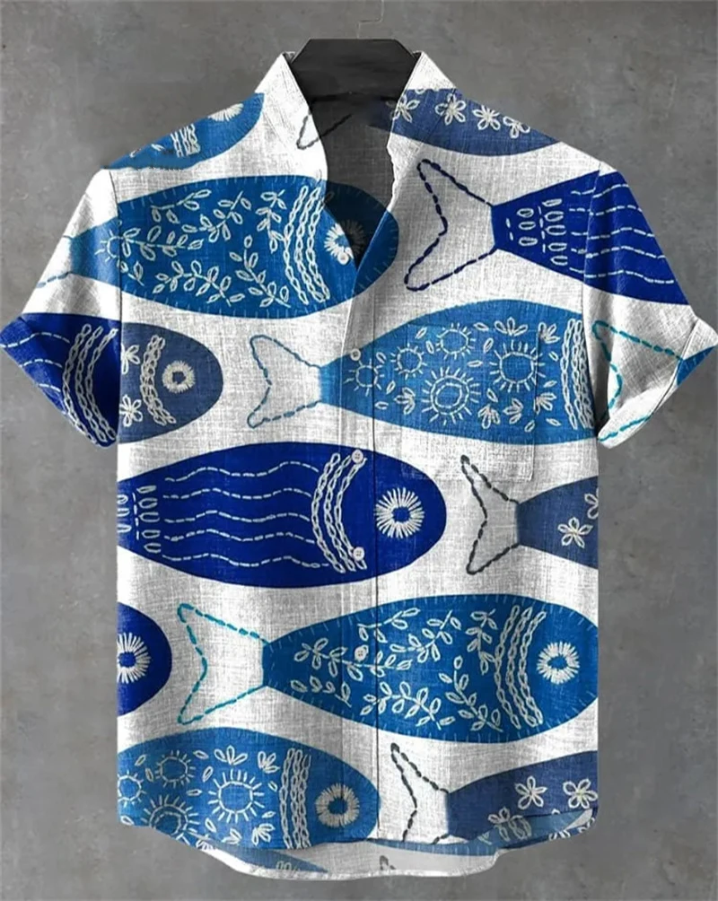 Spring/Summer Men's Shirt Short Sleeve 3D Printed Animaland Fish Pattern Series Comfortable Loose Large Size S-6XLQuick Shipping