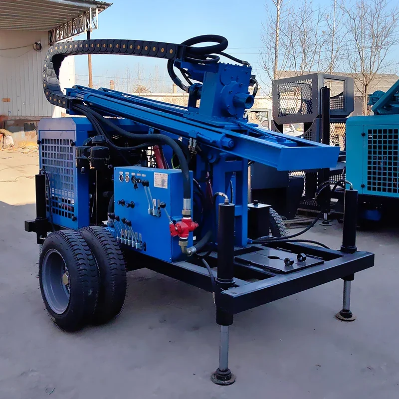 Portable Rotary Diesel Engine Drilling Rig 300m Max for Construction & Ore Water Well Gear Motor Core Components For Sale