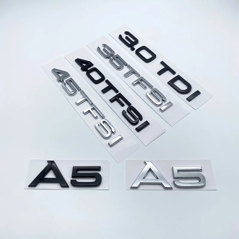 

3.0TDI 2.0TDI TFSI 35TFSI 40TFSI 45TFSI TFSI Chrome Black Letters Emblem Car Rear Trunk Sticker Accessories For A5 Series