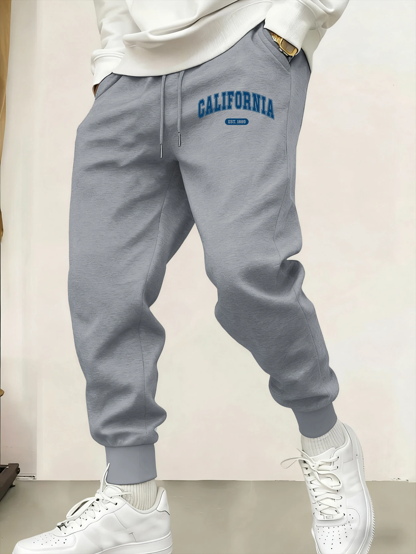 

California Est 1889 Creative Letter Printing Men'S Sweatpant Sports Street Long Pants Soft Hip Hop Trousers Autumn Pant Britches