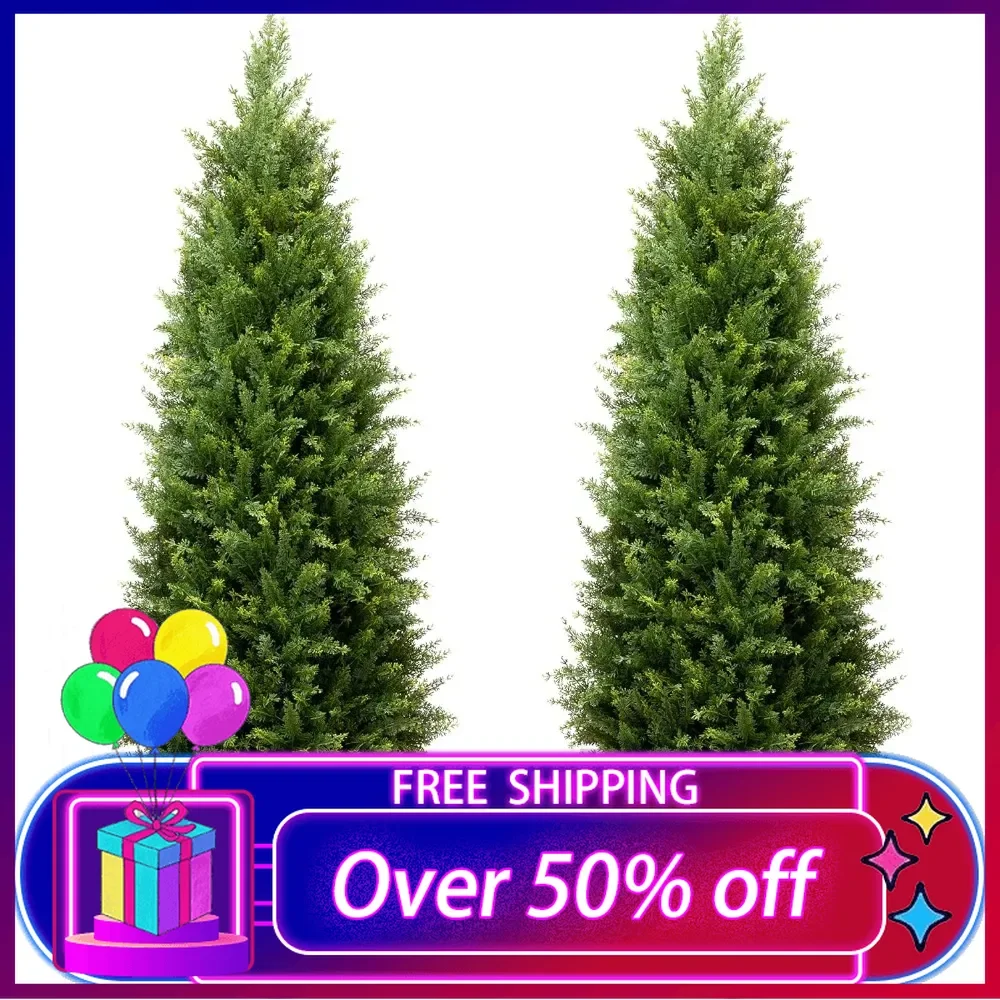 

4ft Artificial Cedar Tree, UV Resistant, Plastic Material, Green Color, Indoor Outdoor Use, fou decor