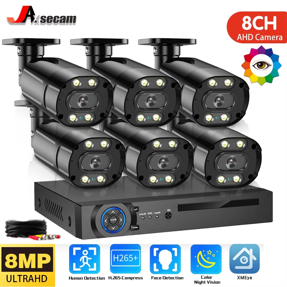 

8MP 8CH 4K Strip line AHD DVR Face Detection MotionDetection Outdoor Security Camera System Set CCTV Video Surveillance Kit