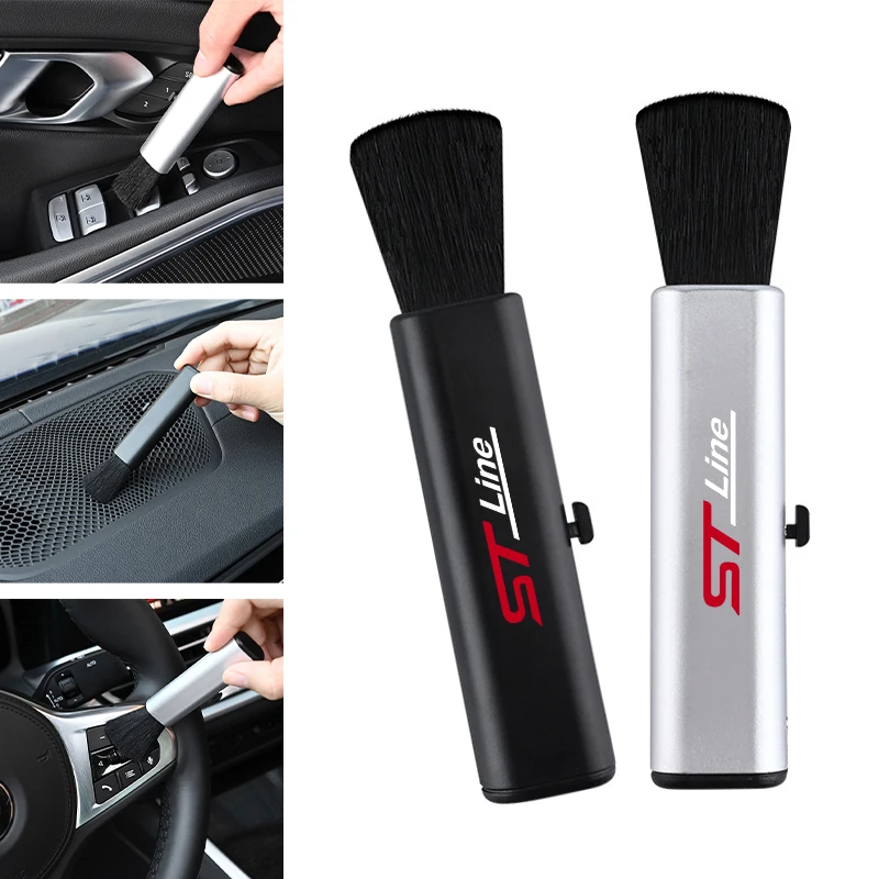 For FORD ST Focus x 2 3 Kuga FIESTA MONDEO STLine Car Retractable Cleaning Brush Air Outlet Cleaning Soft Brush Car Accessories