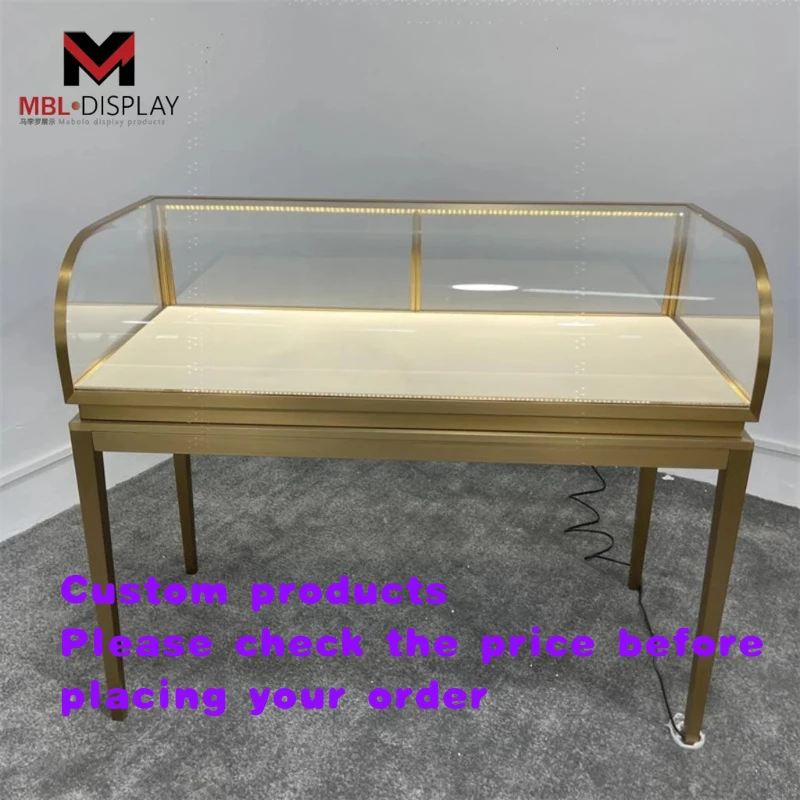 custom.Luxury Glass Display Cabinet Mall Shops, Jewelry Display Cabinet with LED Lights, Lockable Showcase, Supermarket Shel