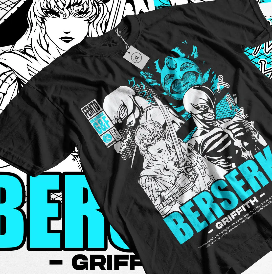 Berserk T-Shirt griffith Japanese Anime Strip Guts Armour Horror Trendy Shirt