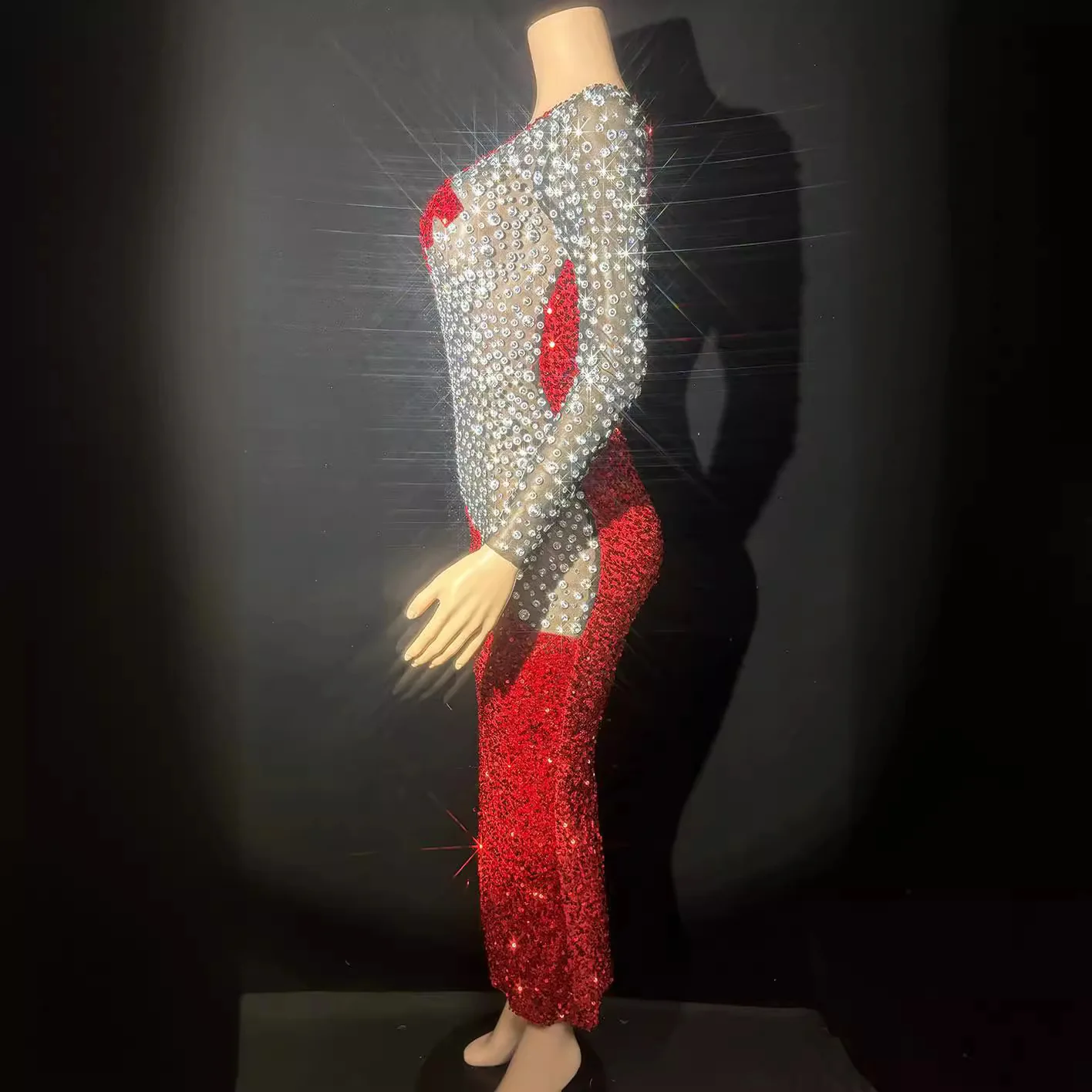 Costume Nightclub Bar Female Full Diamond Long Sleeve Dress Singer Model Hosting Vestidos Festas E Eventos Robe De Soirée Femmes