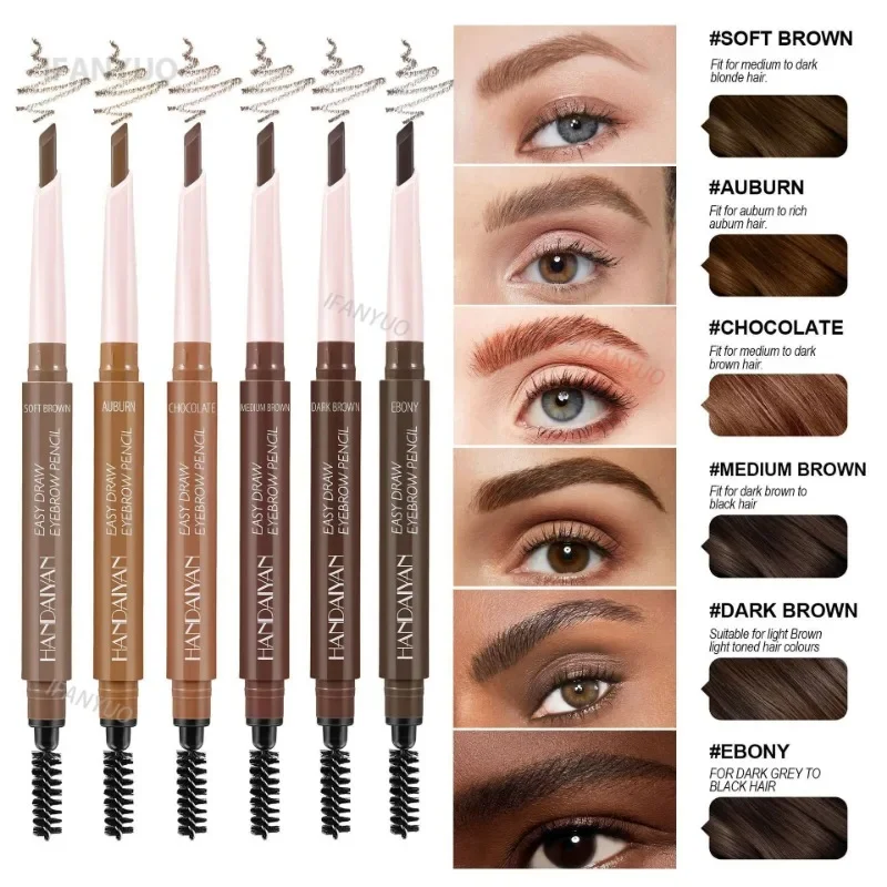 Rotatable Triangle Eyebrow Pencil Double Ended Eye Brow Pen Waterproof Long-lasting Beauty Makeup Tool with Brush Makeup Tool