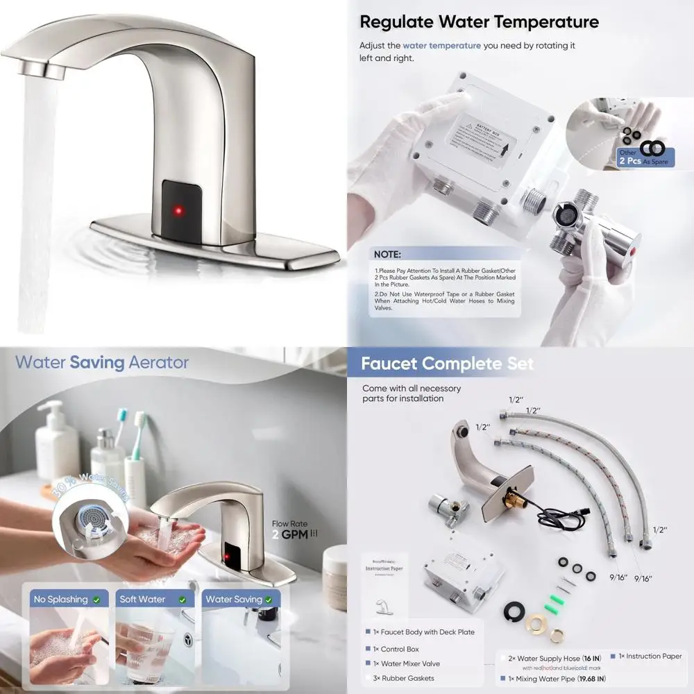 

Hands-Free Infrared Motion Activated Bathroom Sink Faucet - Touchless Commercial Residential Elegant Design for Modern Hygiene