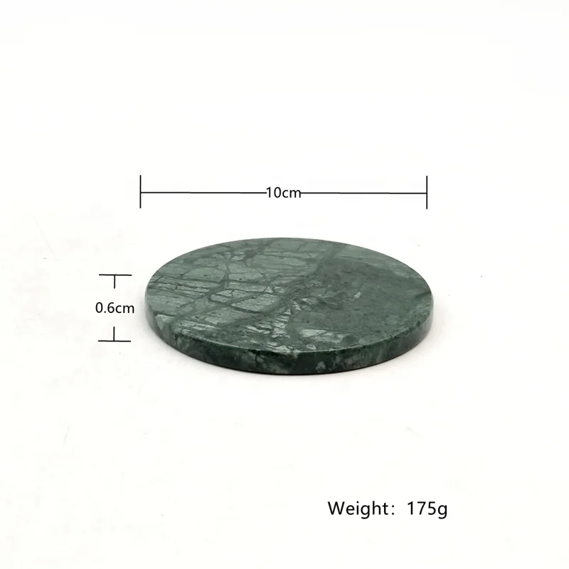 Wholesale 100 Pcs Customized Green Round Natural Marble Coasters Marble Cup Mats