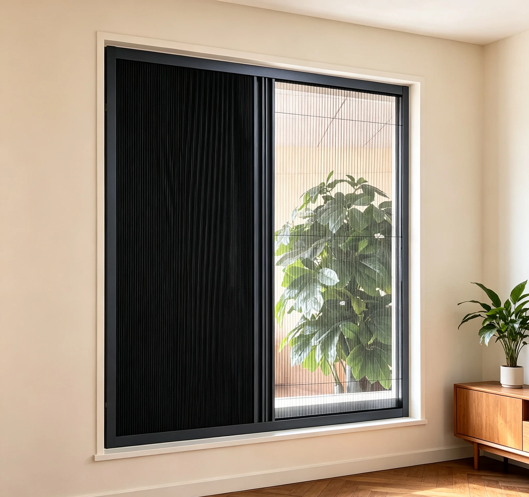 Custom Size Aluminum Sliding Plisse Screen, Pleated Honeycomb Sunscreen Curtain With Mosquito Mesh, Ventilation Window Screen Fo