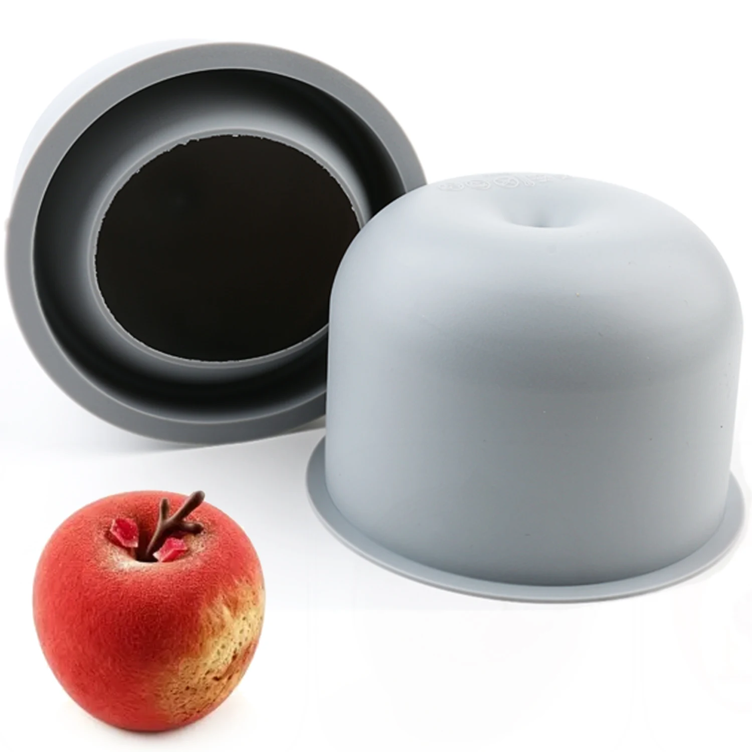 A single-hole simulated apple food-grade silicone cake mold, 3D fruit mousse cake mold, high-temperature resistant and easy to release, French dessert baking tool, baking tool for beginners, DIY cake mold, essential kitchen baking tool
