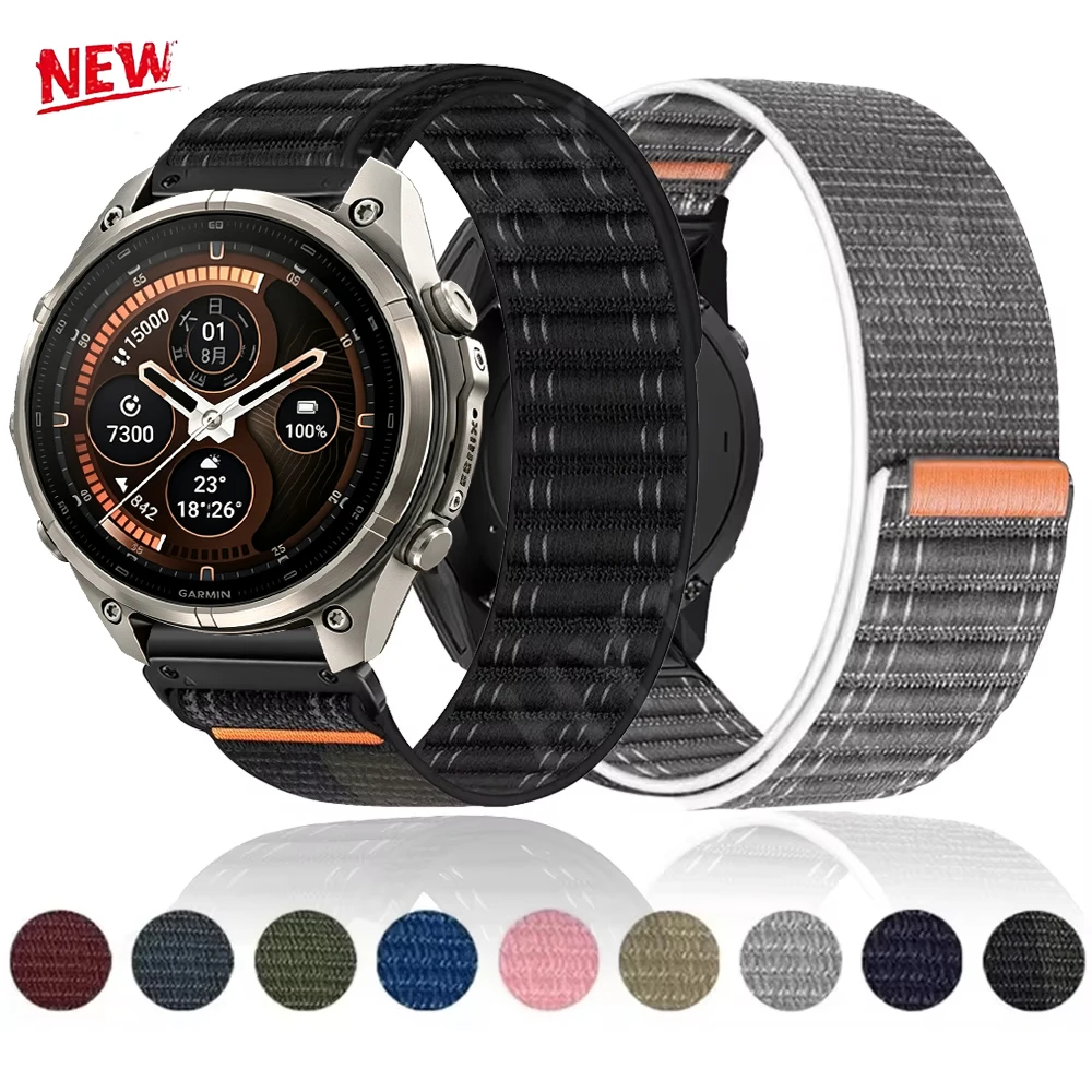 20mm 22mm 26mm Quick-Fit Wave Pattern Nylon Loop Band for Garmin Fenix 9/9 Pro/8/7/Tactix8/Quatix8/Instinct 3 Bracelet Watchband