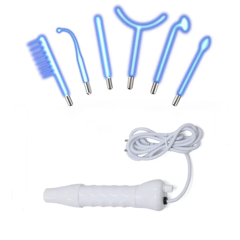 

High Frequency Facial Skin Care Electrotherapy Wand Glass Tube Blue Light Anti Aging Wrinkle Removal Acne Spa Hair Massager