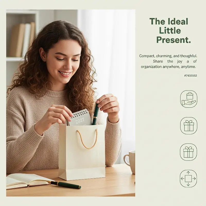 2027 Small Coil Standing Desk Calendar Portable Flip Monthly Planner for Desktop Decor Work Schedule Tracking