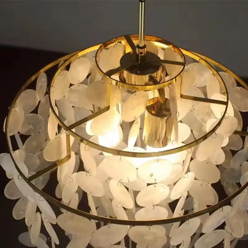  Modern Shell Chandelier Light for Restaurant Hotel Living Room Homestay Gold Chrome Luxury Nordic Design Chandelier Lamp