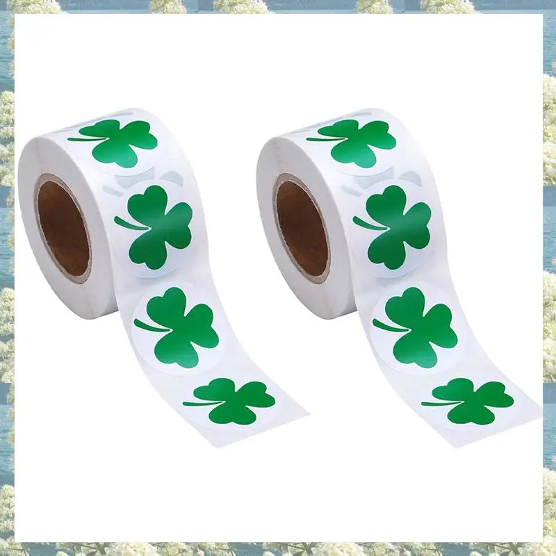 Новинка-1000 шт., наклейки на день Святого Патрика, рулон трилистника, 1-1/2 дюйма, клейкая этикетка для ирландского украшения и рукоделия