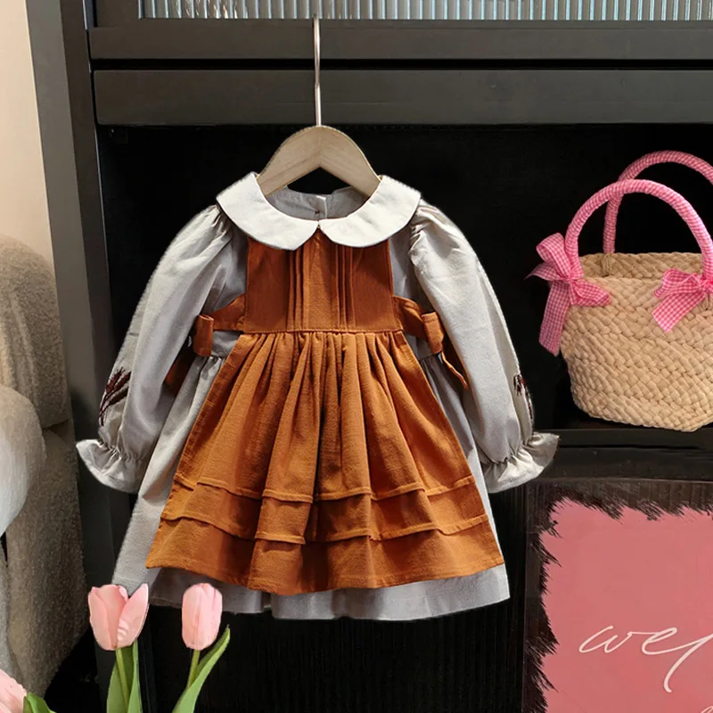 

Girls' Doll Collar Dress Spring and Autumn New Children's Fashionable Long Sleeve Mori Style Princess Dress Baby Girl Fashion