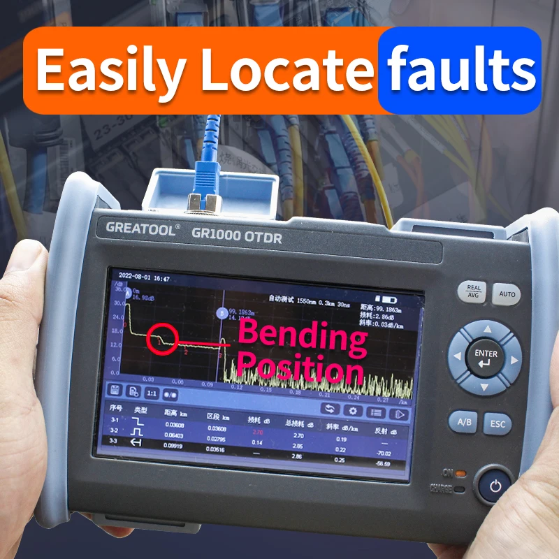 GR1000 Active fiber optic OTDR tester Optical Time Domain Reflectometer Mini cable breakpoint fault finder 1310 1550 1625nm ftth