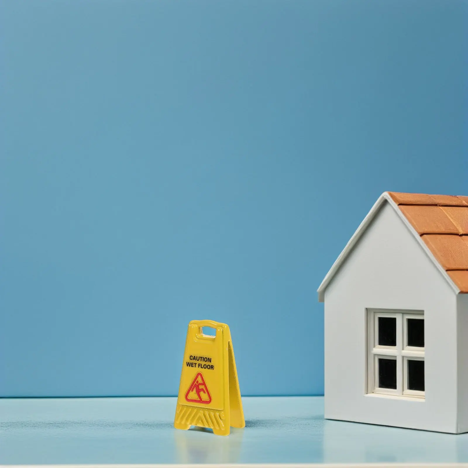 10pcs Mini Wet Floor Warning Signs for Dollhouse Pretend Play, Realistic Safety Education Accessories