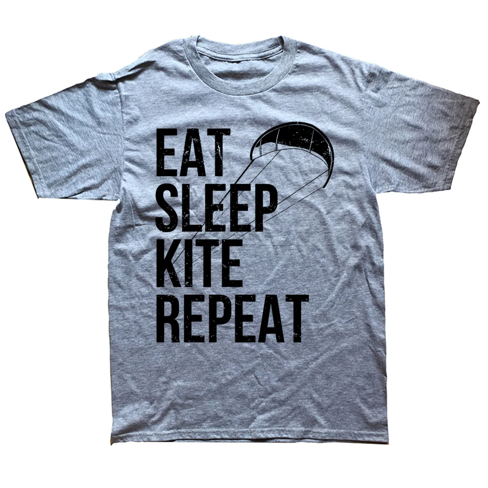 Kitesurf Design Eat Sleep Fashion TShirts Kitesurfing Kiteboarding Flysurfing Kite Male Harajuku Pure Cotton Tops T Shirt